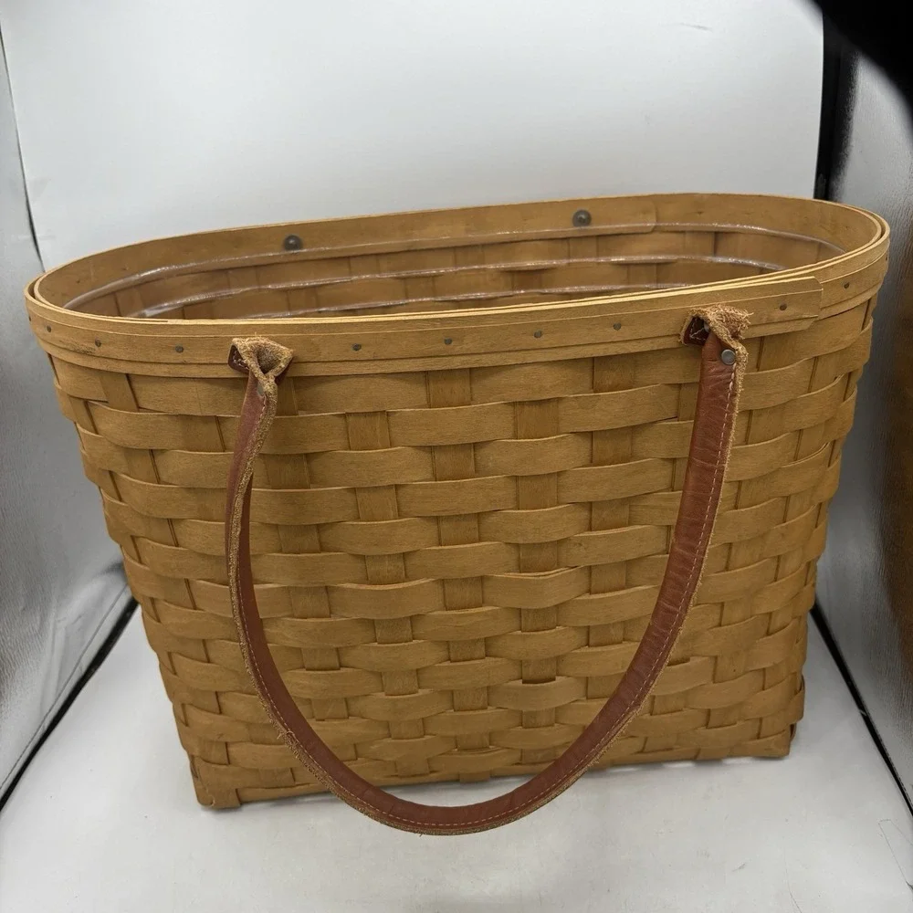 Longaberger Basket Large Boardwalk Picnic Tote Beach with Plastic Protector